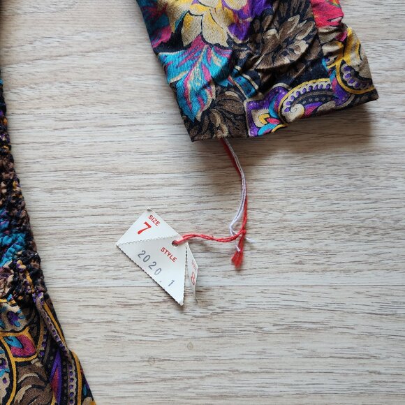 Vintage NWT ACT I New York Floral Paisley Smocked Midi Dress Drop-waist - Picture 12 of 14